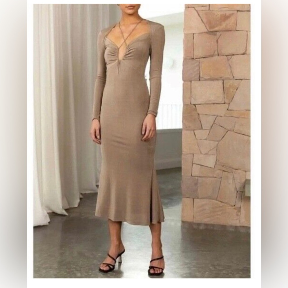 Jason Wu long sleeve tan backless dress- new with tags